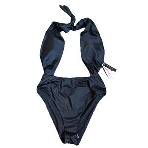 Victoria’s Secret Sexy Plunge Black One Piece Sz S Vacation Resort